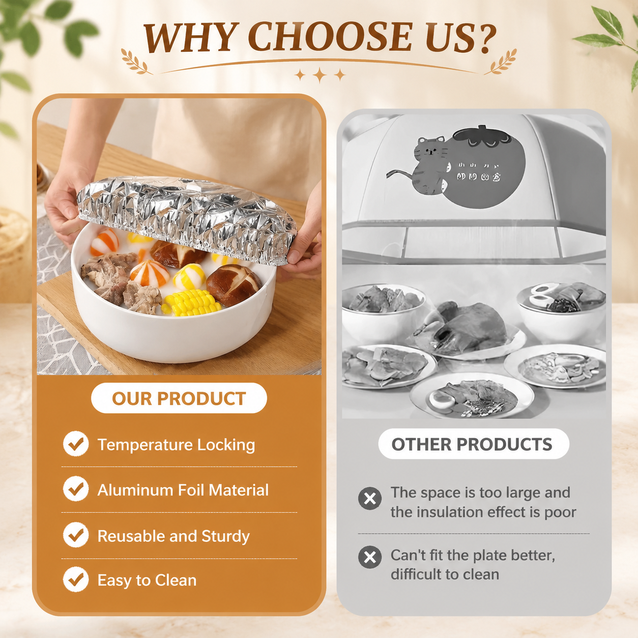 🔥LAST DAY | 49% OFF！Reusable Aluminum Foil Food Covers, Keep Food Fresh